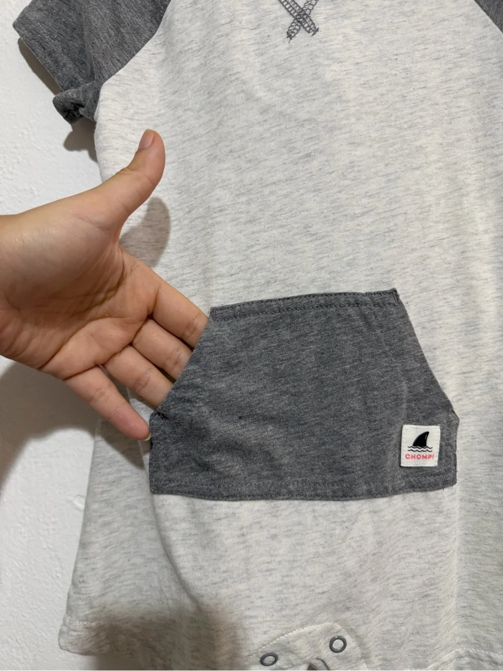 Carter's Light Gray & Dark Gray Hooded Short-Sleeve Romper